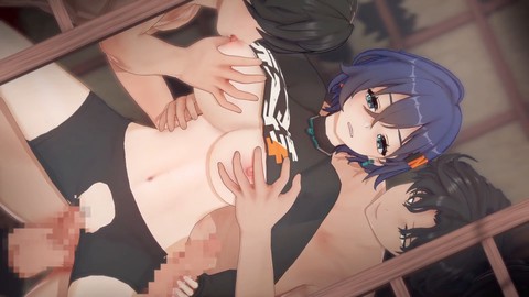 3D Manga Hentai Orgie Cartoon (Fingern, hj, Blowjob, Sex)