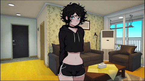 Un femboy gotico si diverte con una ragazza gotica con grandi tette e una vergine carina