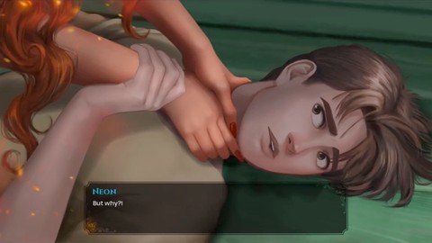 Une babe avec de gros seins dans un jeu 2D avec de sérieuses vibrations de dominance et de soumission.