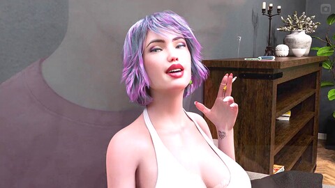 Ninfómana de cabello morado se vuelve salvaje en los juegos para adultos