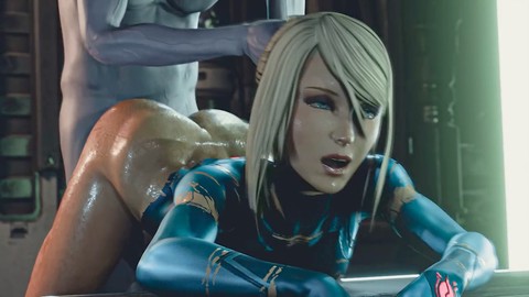 Samus Aran nimmt einen großen Alien-Penis in ihre Vagina