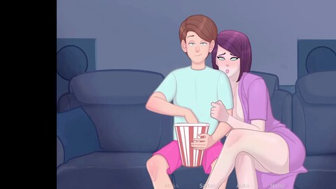 Blasaktion mit großen natürlichen Brüsten in einer wilden Hentai-Szene